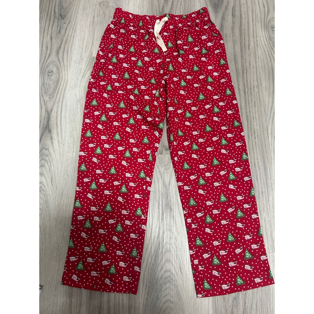 Vineyard Vines kids Santa Whale Flannel Loungewear Pant Cotton M Red‎ Christmas